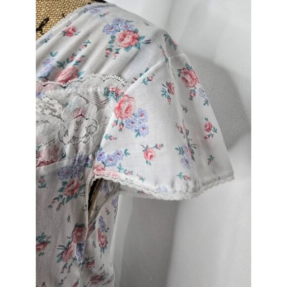 Vintage Dainty Floral Grannycore Cotton Night Gown House Dress - Picture 7 of 11
